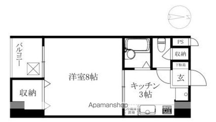 第二朝日[1K/25.66m2]の間取図