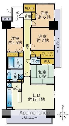 東大和市桜が丘のマンションの間取り