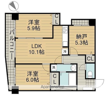 セイガステージ分倍河原Ⅱ[2SLDK/60.4m2]の間取図