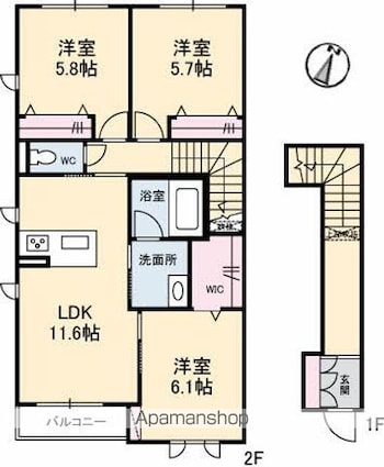 シャーメゾンリズ[3LDK/75.49m2]の間取図