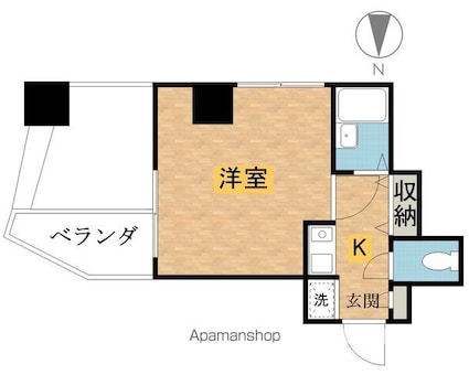 銀杏館[1K/21.73m2]の間取図