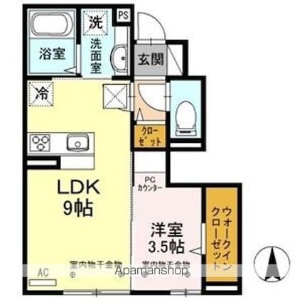 グラディコート　Ａ[1LDK/33.24m2]の間取図