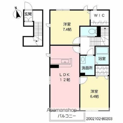エクラージュ松江　Ａ棟[2LDK/66.72m2]の間取図