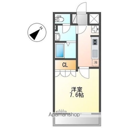 ＧＲＡＮＤＩＲ　ＴＨＲＥＥ　ＯＮＥ[1K/26.3m2]の間取図