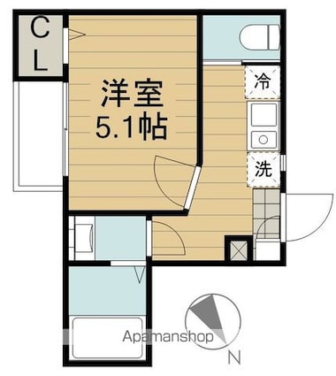 東京都府中市西府町２丁目[1K/20.08m2]の間取図