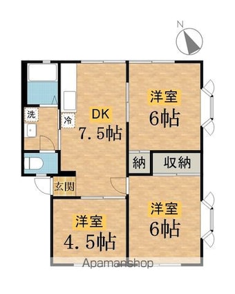 ビューハイツウィンディアＢ[3DK/51.79m2]の間取図