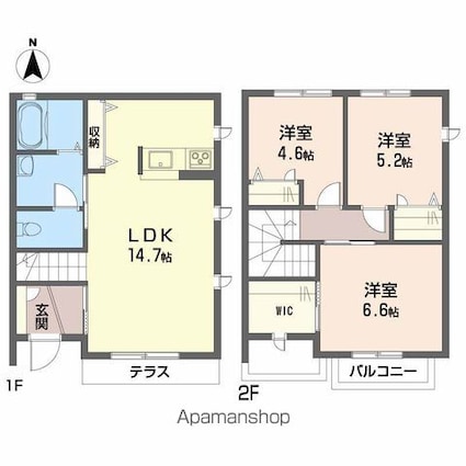 ファビュラスーＵ　Ａ棟[3LDK/75.94m2]の間取図