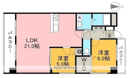 グランドール桜井[2LDK/71.06m2]の間取図