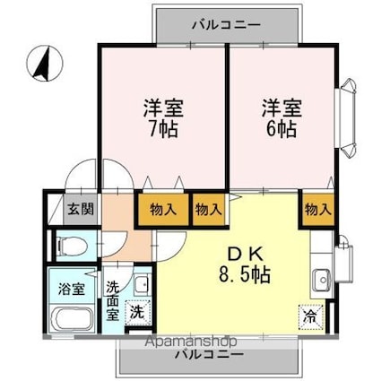サニーヒル　Ａ[2DK/48.79m2]の間取図