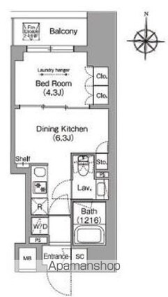 コンフォリア本所吾妻橋Ⅱ[1DK/28m2]の間取図