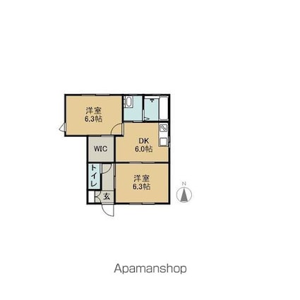 パルコート広眺[2DK/46.71m2]の間取図