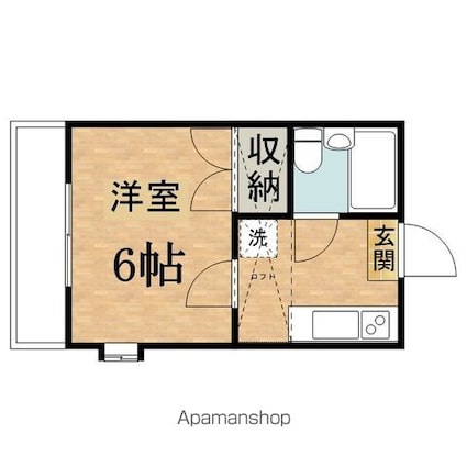 バーディーエイト[1K/13.6m2]の間取図