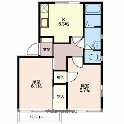 エステートこやまＳ[2K/42.72m2]の間取図