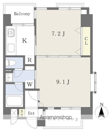 ウインドパレス歩行町[2K/41.86m2]の間取図