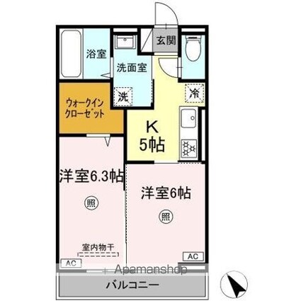 ＤーＲＯＯＭ柊[2K/41.29m2]の間取図
