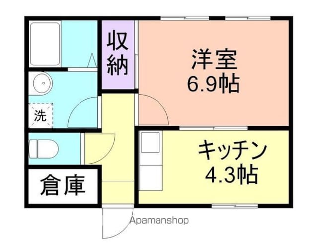 ローズ本町[1K/27.8m2]の間取図