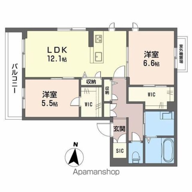 和歌山県和歌山市木広町５丁目[2LDK/65.85m2]の間取図