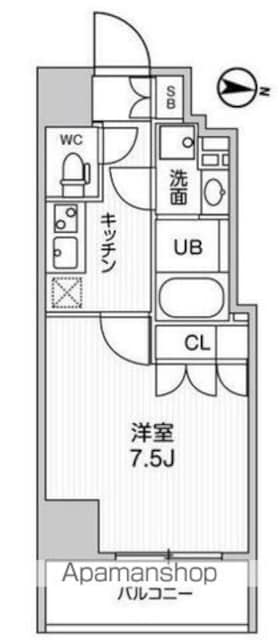 ガリシア森下Ⅴ[1K/25.64m2]の間取図