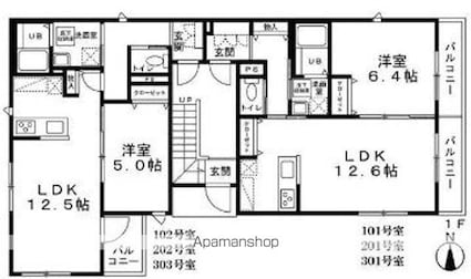 エルフォⅡ[1LDK/44.88m2]の間取図
