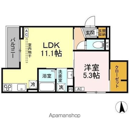 ＡｓｓｅｔーＣｏｕｒｔ花小金井南町[1LDK/40.47m2]の間取図