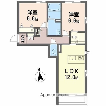 アイカエール[2LDK/62.69m2]の間取図