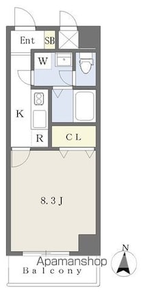 Ｍａｙｆａｉｒ　ＭＡＴＳＵＹＡＭＡＳＨＩＥＫＩ　ｓｑｕａｒｅ[1K/28.98m2]の間取図