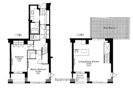 フレンシア外苑西　Ⅰ[2LDK/100.8m2]の間取図