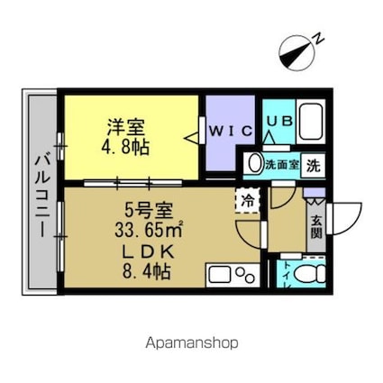 パルブニール[1LDK/33.65m2]の間取図