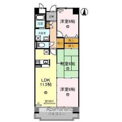 滋賀県草津市青地町[3LDK/65.55m2]の間取図
