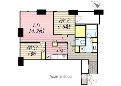 Ｄマークス西新宿タワー[2LDK/72.88m2]の間取図