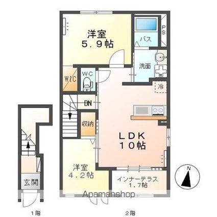 エスパース[2LDK/50.76m2]の間取図