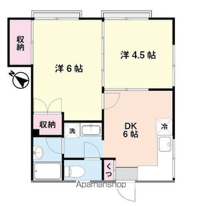 ホワイトハイムタナカ[2DK/36.7m2]の間取図