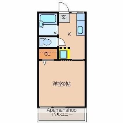 フォーブル祇園[1K/28m2]の間取図