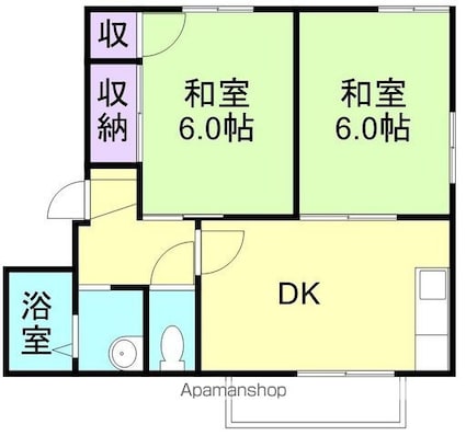 マイルドディアスきし[2DK/42.8m2]の間取図