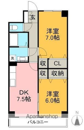 高そねマンション[2DK/53.46m2]の間取図