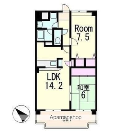 コスミックルーム２１[2LDK/61.76m2]の間取図