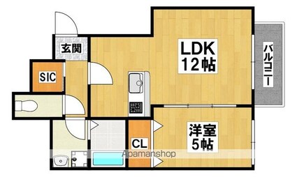 ハウスモメゾン大浜中町Ａ棟[1LDK/40.3m2]の間取図