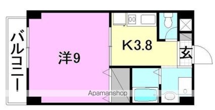 ロイアルコート桑原[1K/30.68m2]の間取図