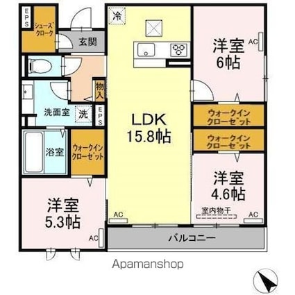 カサペペ[3LDK/76.74m2]の間取図
