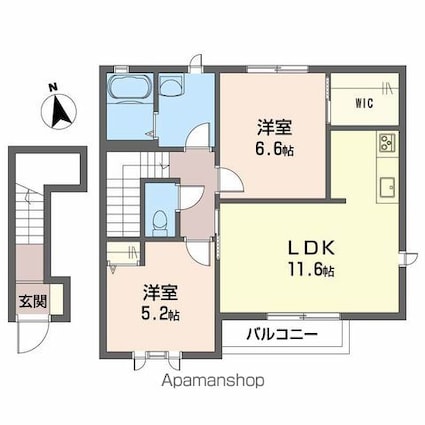 アルカンシエル　Ｂ棟[2LDK/61.91m2]の間取図
