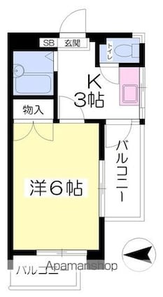 サンベール緑町[1K/22m2]の間取図