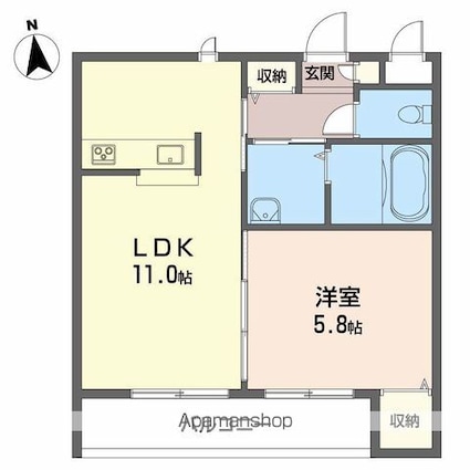 グランマスト松山[1LDK/40.75m2]の間取図