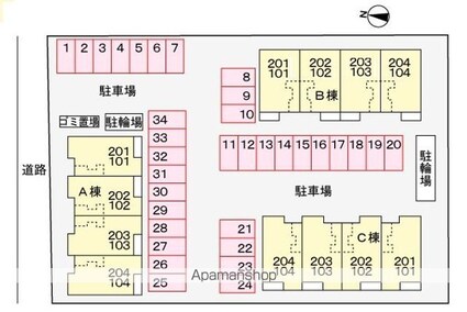 ローレル　Ａ[1LDK/43.61m2]の配置図