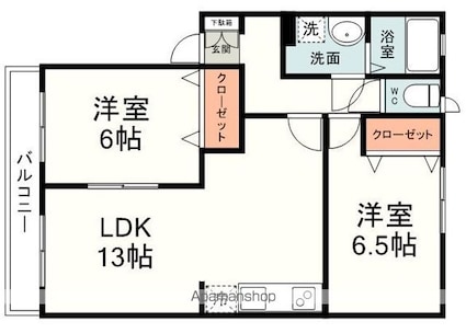 サニーベルジュⅠ[2LDK/57.13m2]の間取図