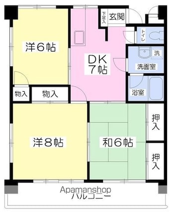 田村マンション[3DK/63.18m2]の間取図