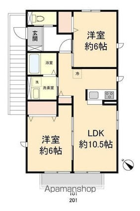 Ｋ　ＳＴＡＧＥ[2LDK/53.98m2]の間取図