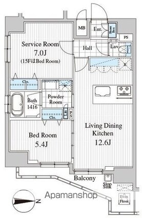 Ｔｏｔｓｕ　Ｒｅｓｉｄｅｎｃｅ　Ｋａｍｉｎａｒｉｍｏｎ[2LDK/54.7m2]の間取図