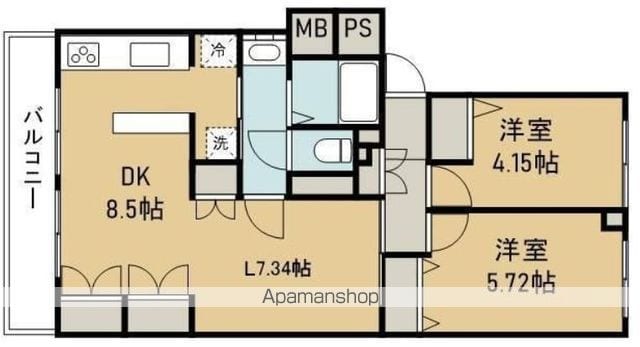 東京都三鷹市上連雀３丁目[2LDK/59m2]の間取図
