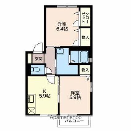 フォーレス神林[2K/46.7m2]の間取図