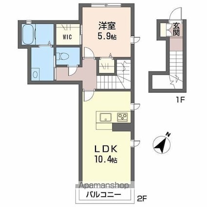 シャーメゾン天山[1LDK/49.07m2]の間取図